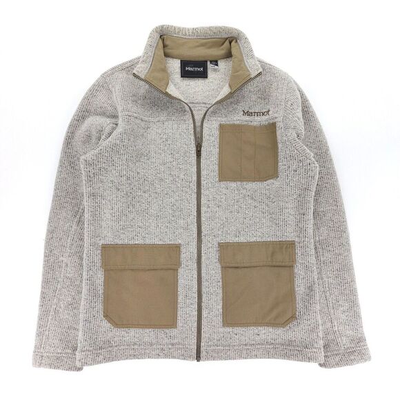 MARMOT Gilcrest Wool Cargo Jacket Oatmeal Heather Gorpcore Outdoor Utility Knit - Picture 1 of 9